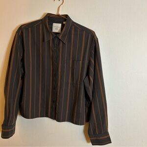 JW ANDERSON Charcoal Shirt with Rust Stripes
